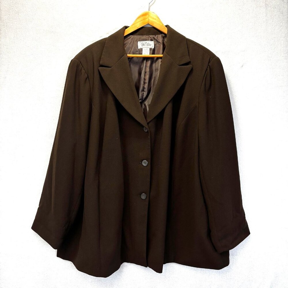 Bob Mackie Studio Brown Button Up Blazer Jacket Womens 32W Office‎ Career Formal